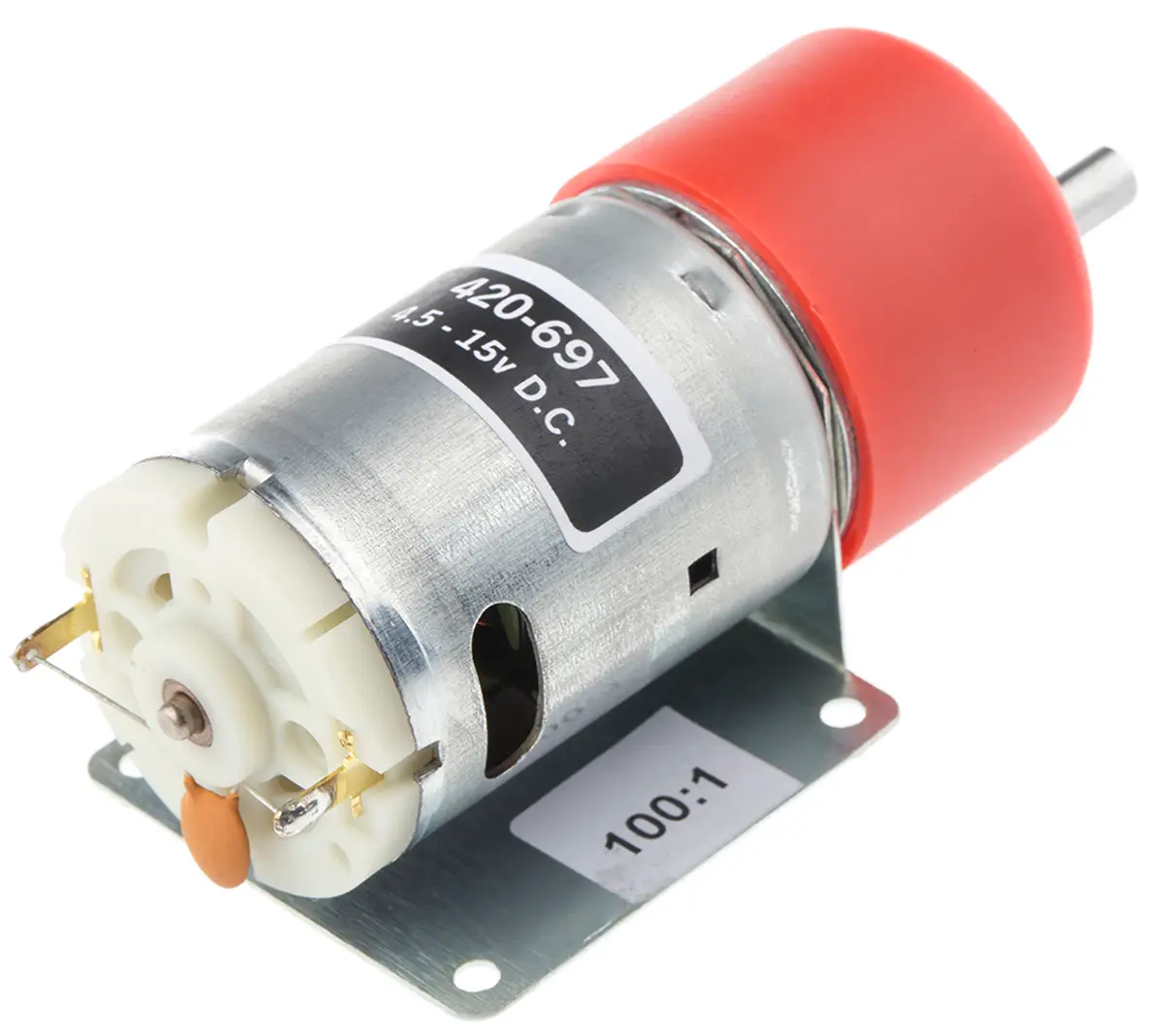 Produktfoto 1 von RS PRO Bürsten-Getriebemotor bis 59 Ncm, 4,5 → 15 V dc / 19,8 W, , Wellen-Ø 6mm, 37mm x 78mm