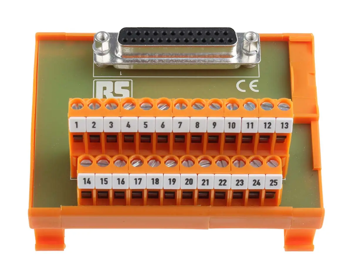 Produktfoto 1 von RS PRO Schnittstellenmodul D-SUB, Buchse, 25-polig, 50 V, DIN-Hutschiene 1A