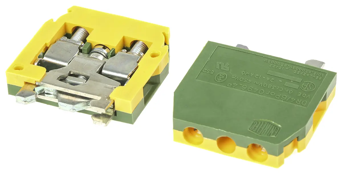 Produktfoto 1 von Entrelec SNA Anschlussklemmenblock DIN-Schiene 1 Grün, Gelb, 4mm² Schraubbefestigung