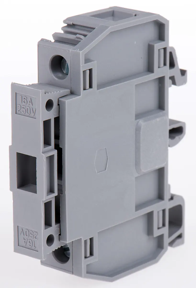Produktfoto 1 von Entrelec M Reihenklemme mit Sicherungshalter Grau, 10mm², 750 V / 10A, Schraubanschluss