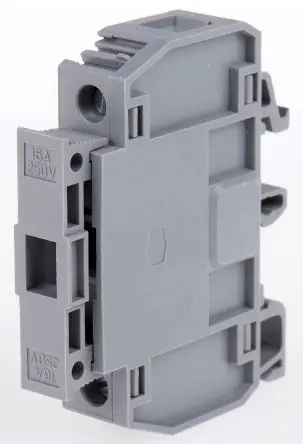 Produktfoto 1 von Entrelec M Reihenklemme mit Sicherungshalter 1 Grau, 10mm², 6 mm², 750V Schraubbefestigung Abgesichert