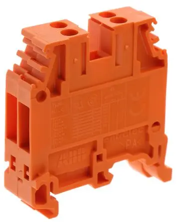 Produktfoto 1 von Entrelec SNA Anschlussklemmenblock DIN-Schiene 1 Orange, 4mm², 1000V ac Schraubbefestigung
