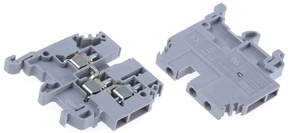 Produktfoto 1 von Entrelec SNA Anschlussklemmenblock DIN-Schiene 1 Grau, 4 mm², 800 V ac Schraubbefestigung