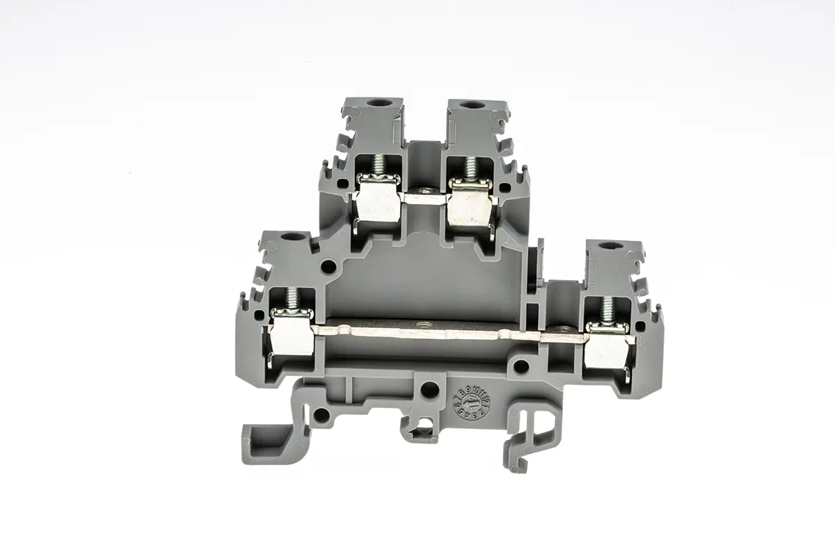 Produktfoto 1 von Entrelec SNA Anschlussklemmenblock DIN-Schiene 2 Grau, 2.5 mm², 630 V ac Schraubbefestigung