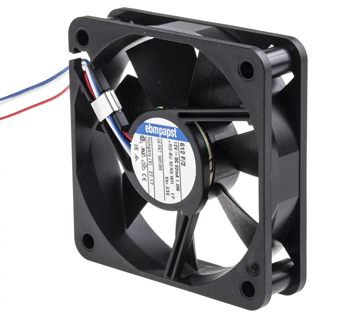 Produktfoto 1 von ebm-papst 600 F DC-Axiallüfter, Kugellager, 12 V dc / 1W, 60 x 60 x 15mm, 3900U/min, 27m³/h