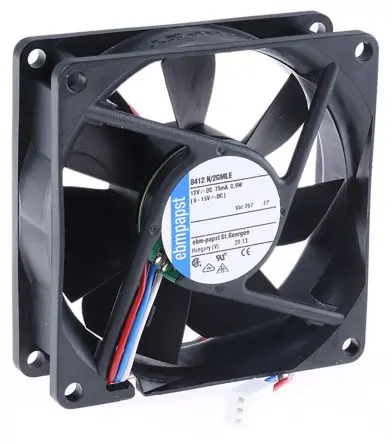 Produktfoto 1 von ebm-papst 8400 N Axiallüfter, Hülse, 12V dc / 900 mW, 2050 U/min, 45 m³/h IP68 80 mm 80mm 25 mm