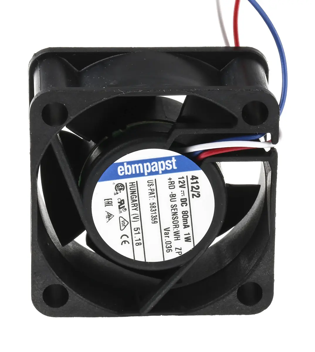 Produktfoto 1 von ebm-papst 400 DC-Axiallüfter, Gleitlager, 12 V dc / 1W, 40 x 40 x 20mm, 6000U/min, 10m³/h