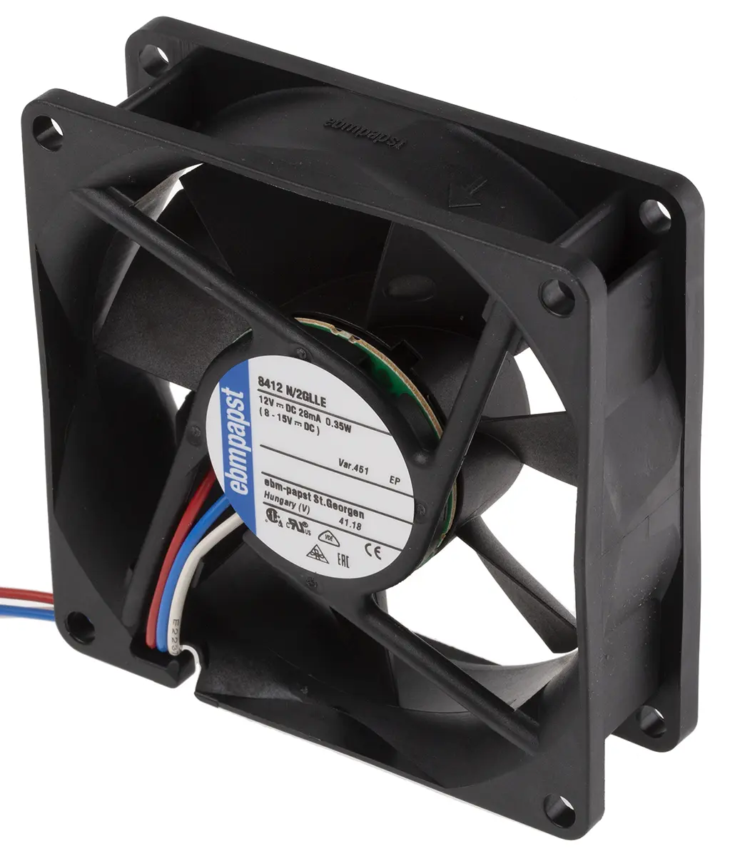 Produktfoto 1 von ebm-papst 8400 N DC-Axiallüfter, Gleitlager, 12 V dc / 350mW, 80 x 80 x 25mm, 1000U/min, 20m³/h
