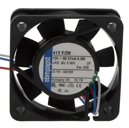 Produktfoto 1 von ebm-papst 400 F Axiallüfter, Hülse, 12V dc / 800 mW 80 mA, 6000 U/min, 9 m³/h 40 mm 40mm 10 mm