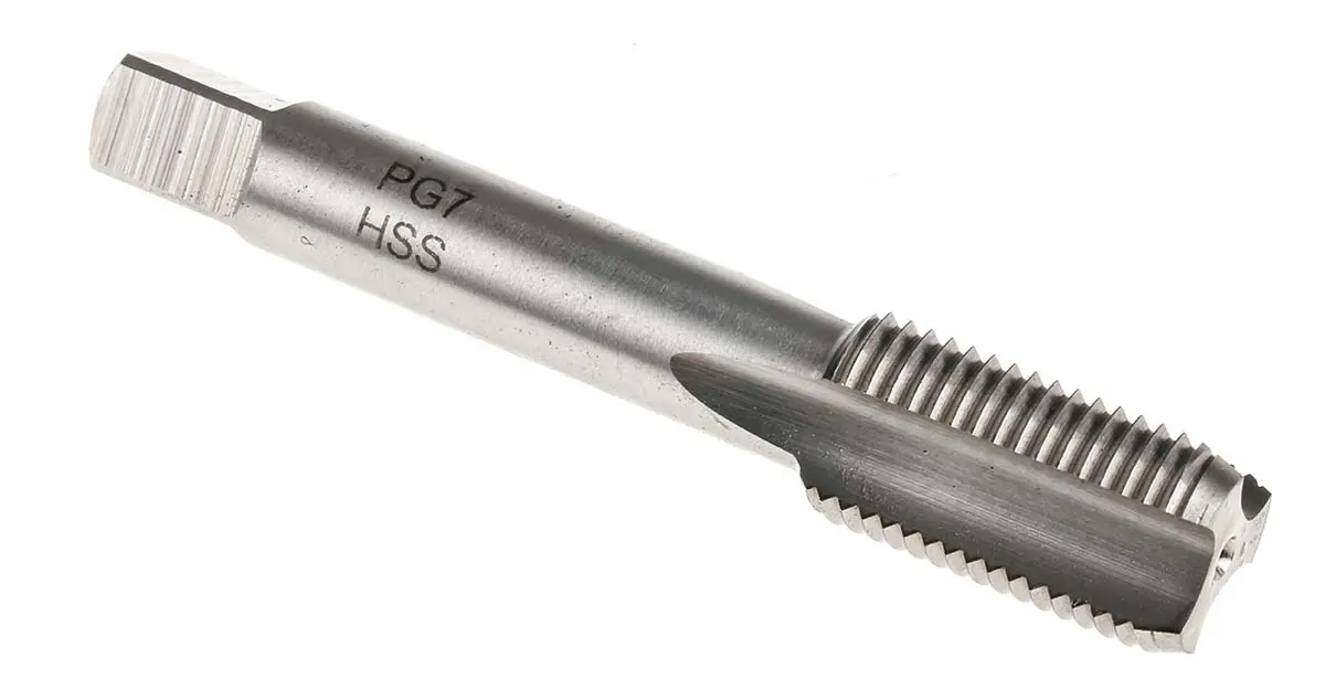 Produktfoto 1 von RS PRO Gewindebohrer HSS Hand, PG Gerade Nut, Rechtsgewinde, 1-teilig PG7 To 20