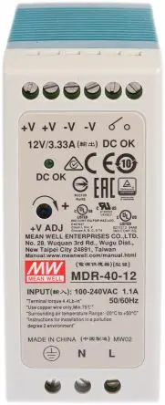 MEAN WELL MDR DIN-Schienen Netzteil Geschalteter Modus 264V ac AC / 3.33 A 15V dc DC 40 W