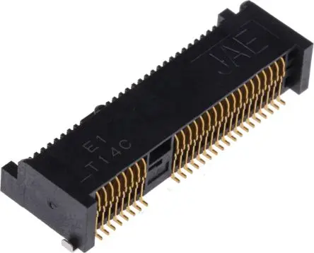 Produktfoto 1 von JAE MM60 PCI, Mini-PCIe, gewinkelt Steckverbinder für Speicherkarten Buchse, 52-polig / 2-reihig Lot, Raster 0.8 mm