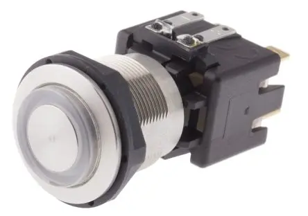Produktfoto 1 von Schurter MSM LA 19 Druckschalter Rot Beleuchtet Rastend Panel Ø 19 mm, 2-poliger Umschalter / 12A 125 V dc 125 V ac,
