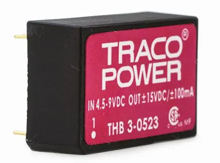 TRACOPOWER THB 3 DC/DC Konverter, 15V dc OUT 100 mA Durchsteckmontage 9V dc 4 kV ac 3 W -40 °C 85 °C
