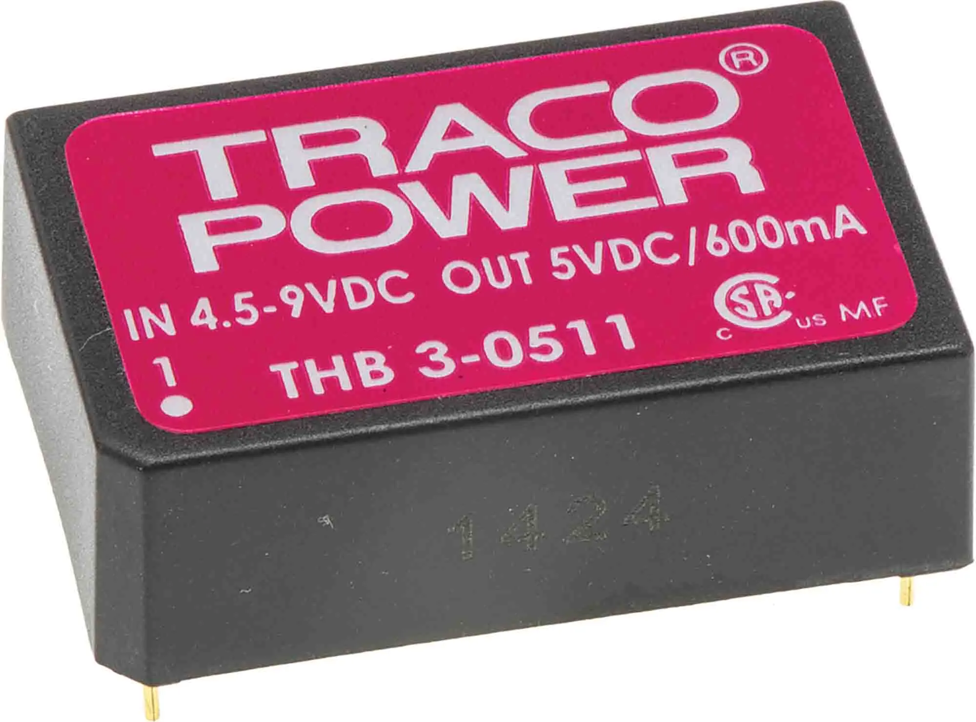 TRACOPOWER THB 3 DC/DC-Wandler 3W 5 V dc IN, 5V dc OUT / 600mA Durchsteckmontage 4kV ac isoliert