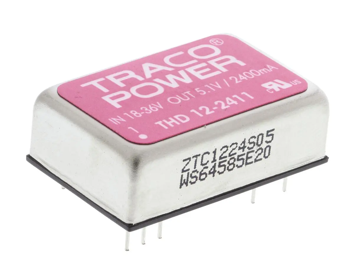 TRACOPOWER THD 12 DC/DC-Wandler 12W 24 V dc IN, 5V dc OUT / 2.4A Durchsteckmontage 1.5kV dc isoliert