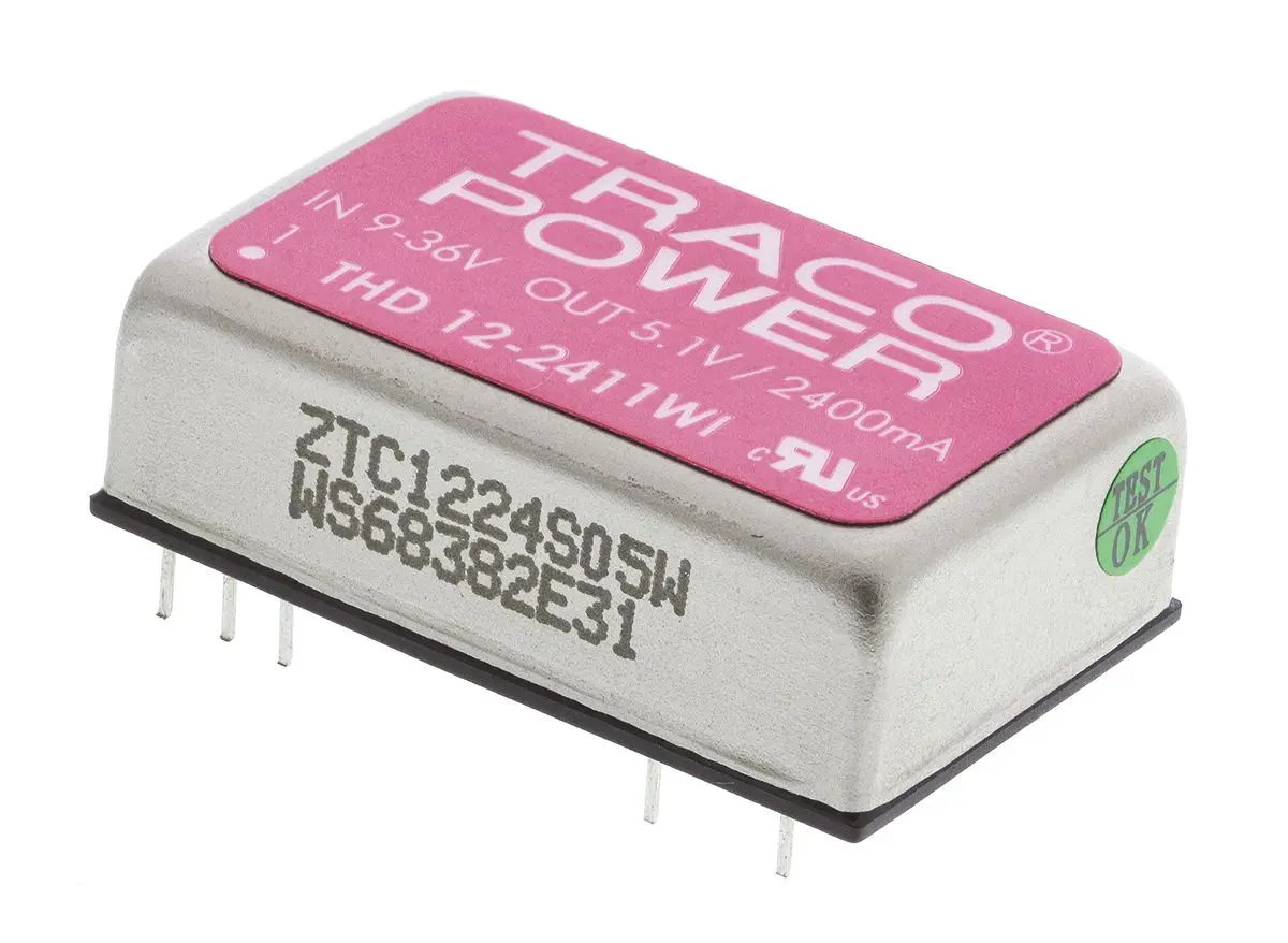 TRACOPOWER THD 12WI DC/DC-Wandler 12W 24 V dc IN, 5V dc OUT / 2.4A Durchsteckmontage 1.5kV dc isoliert