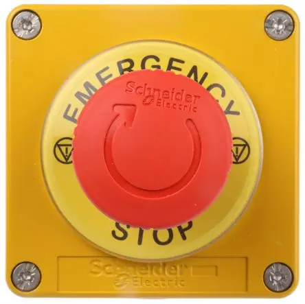 Produktfoto 1 von Schneider Electric Harmony XAP Notausschalter mit Gehäuse, 1 x Ø 22 mm, Gelb, Zinklegierung, IP65