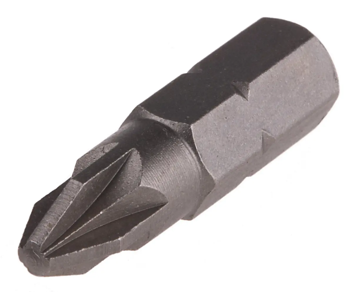Produktfoto 1 von RS PRO 1/4 in PZ2 Schraubbit, Sechskant Chrom Vanadium Stahl, 1-teilig