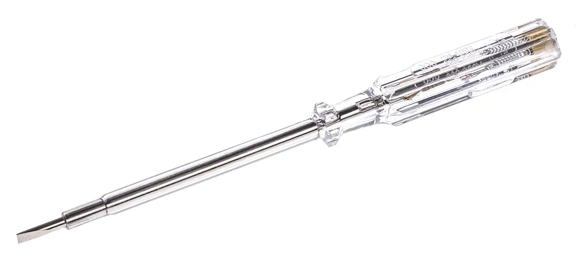 Produktfoto 1 von RS PRO Phasenprüfer, Ges.L. 196 mm, Klingen L. 108 mm, Spitze 3.5 mm, max. 250V ac