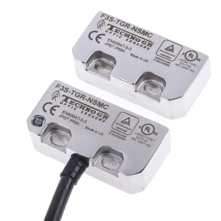 Produktfoto 1 von Omron F3S-TGR-N_C Magnetisch 5-m-Kabel Berührungsloser Sicherheitsschalter 10V dc aus Edelstahl, Schließer (NO), 2