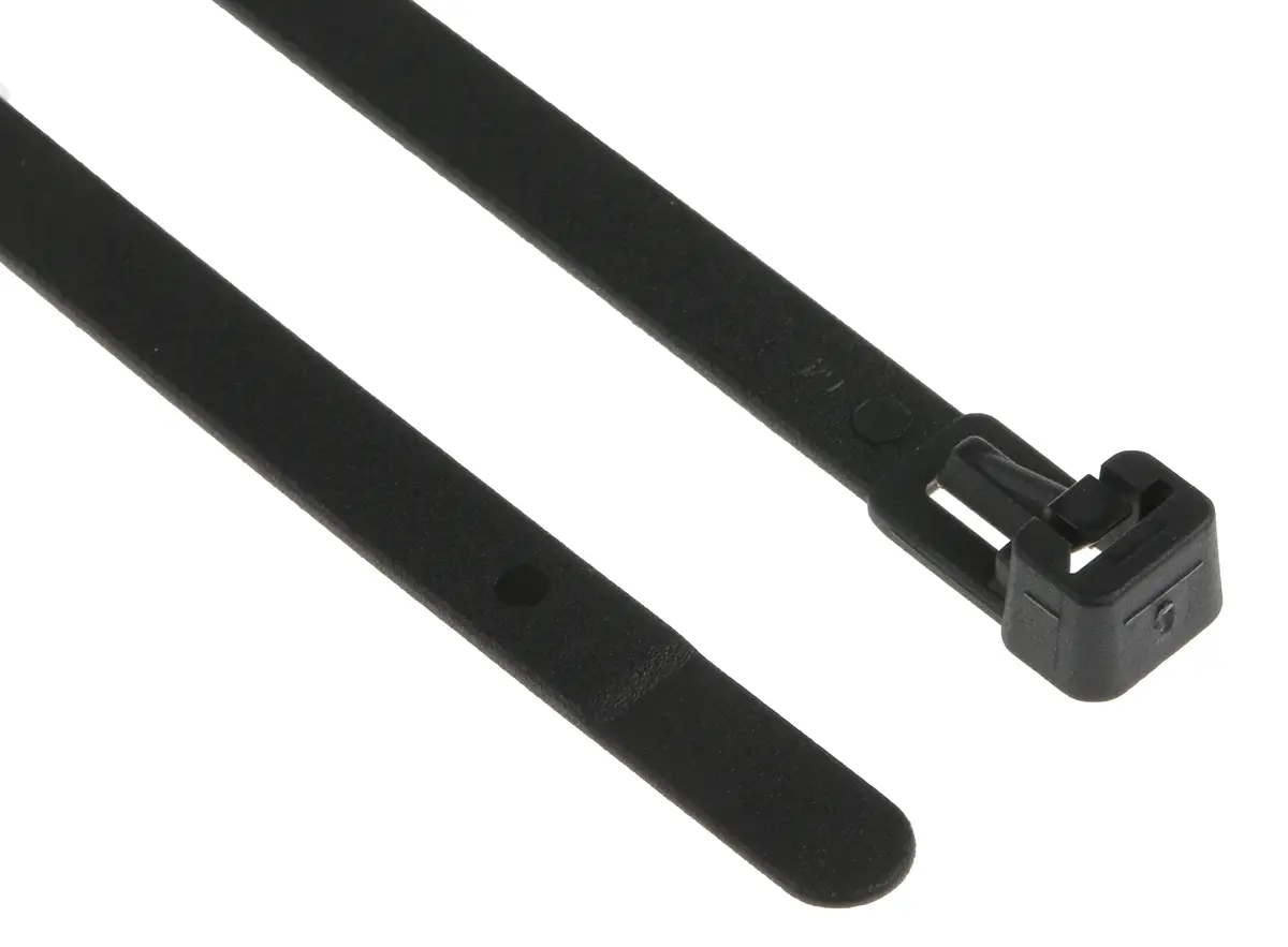 Produktfoto 1 von HellermannTyton REL140 Nylon 6.6 Kabelbinder Lösbar Schwarz 7.6 mm x 150 mm