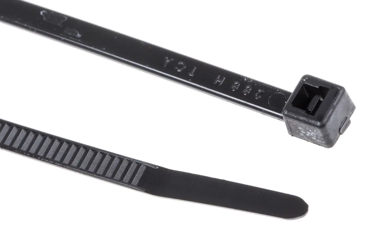 Produktfoto 1 von HellermannTyton T30R Nylon 6.6 Kabelbinder Innen gezackt Schwarz 3.5 mm x 150 mm