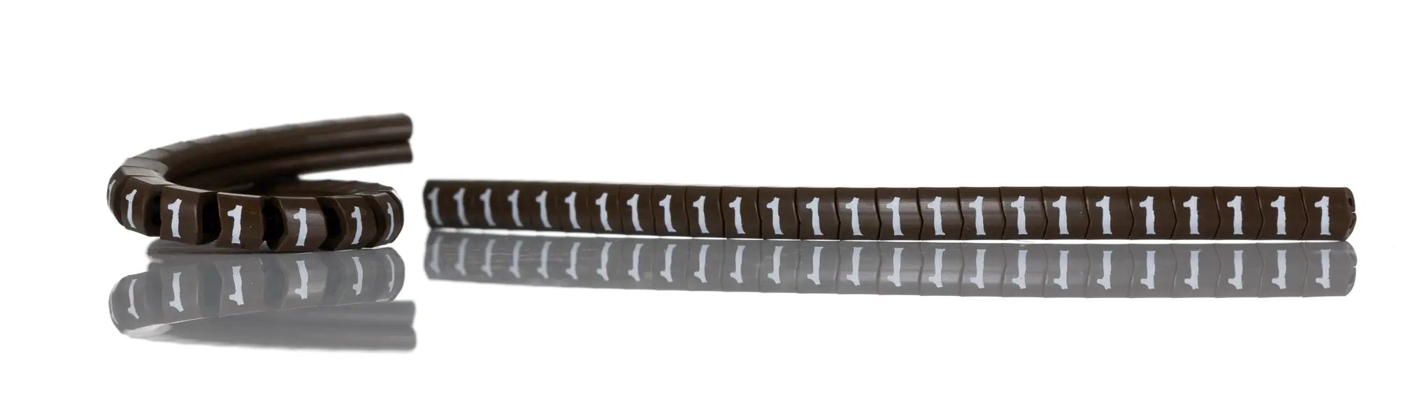 Produktfoto 1 von HellermannTyton Helagrip Kabelmarkierung Aufschiebbar, Beschriftung: 1, Weiß Braun, Ø 1 mm - 3 mm, 3.5 mm x 3.3 mm