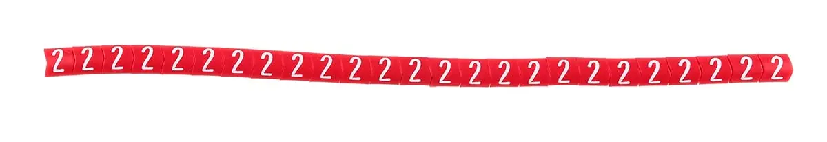 Produktfoto 1 von HellermannTyton Helagrip Kabelmarkierung Aufschiebbar, Beschriftung: 2, Weiß Rot, Ø 1 mm - 3 mm, 3.5 mm x 3.3 mm