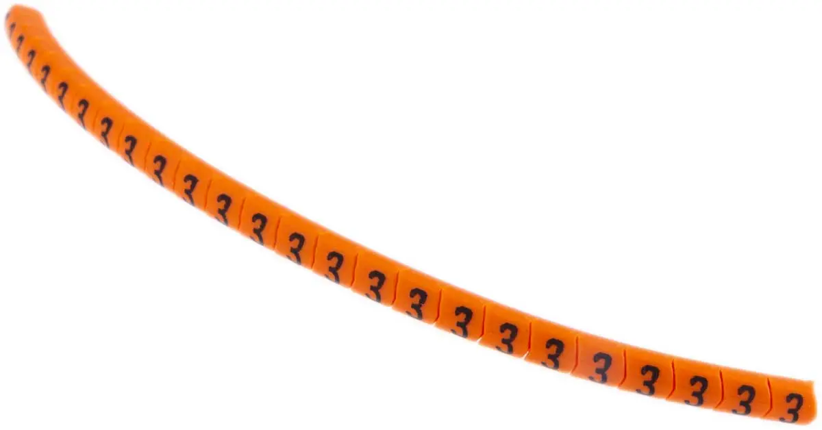 Produktfoto 1 von HellermannTyton Helagrip Kabelmarkierung Aufschiebbar, Beschriftung: 3, Schwarz Orange, Ø 1 mm - 3 mm, 3.5 mm x 3.3 mm