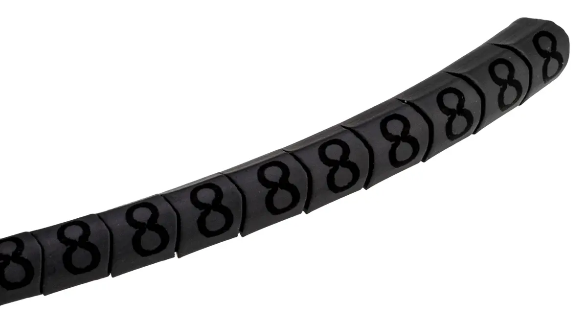 Produktfoto 1 von HellermannTyton Helagrip Kabelmarkierung Aufschiebbar, Beschriftung: 8, Schwarz Grau, Ø 1 mm - 3 mm, 3.5 mm x 3.3 mm