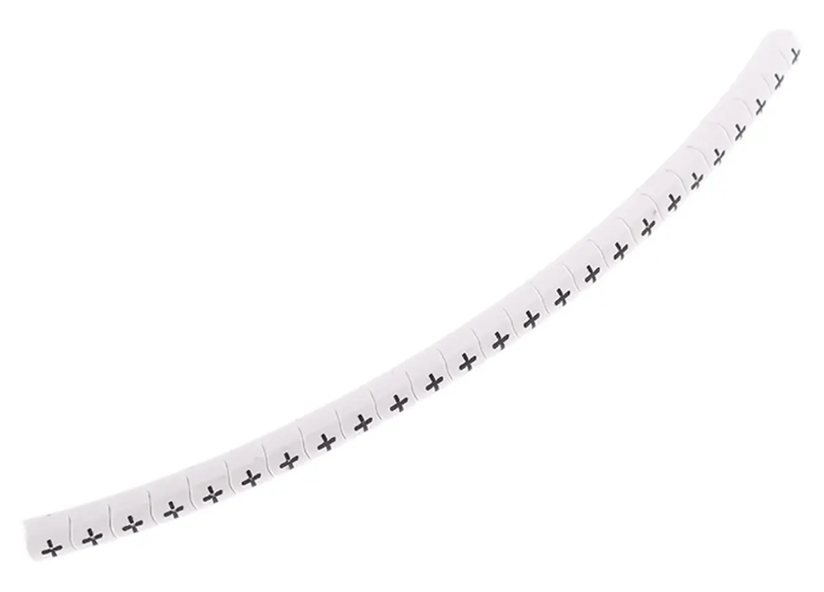 Produktfoto 1 von HellermannTyton Helagrip Kabelmarkierung Aufschiebbar, Beschriftung: +, Schwarz Weiß, Ø 1 mm - 3 mm, 3.5 mm x 3.3 mm