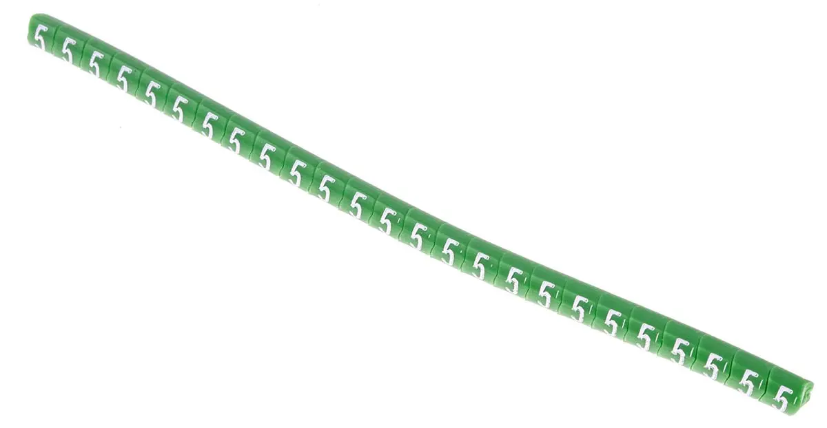 Produktfoto 1 von HellermannTyton Helagrip Kabelmarkierung Aufschiebbar, Beschriftung: 5, Weiß Grün, Ø 1 mm - 3 mm, 3.5 mm x 3.3 mm