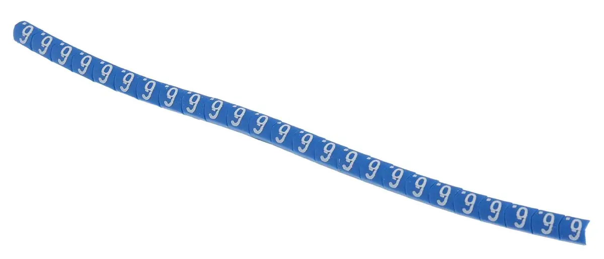 Produktfoto 1 von HellermannTyton Helagrip Kabelmarkierung Aufschiebbar, Beschriftung: 6, Weiß Blau, Ø 1 mm - 3 mm, 3.5 mm x 3.3 mm