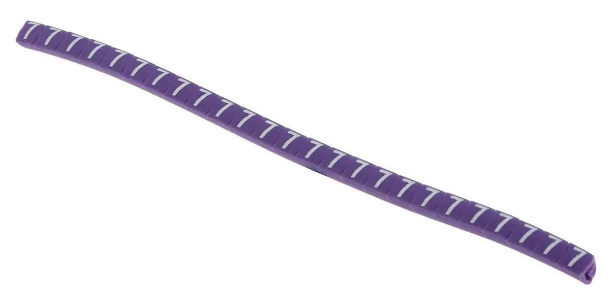 Produktfoto 1 von HellermannTyton Helagrip Kabelmarkierung Aufschiebbar, Beschriftung: 7, Weiß Violett, Ø 1 mm - 3 mm, 3.5 mm x 3.3 mm