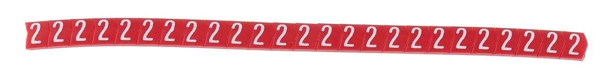 HellermannTyton Helagrip Kabelmarkierung Aufschiebbar, Beschriftung: 2, Weiß Rot, Ø 2 mm - 5 mm, 3.5 mm x 4.3 mm