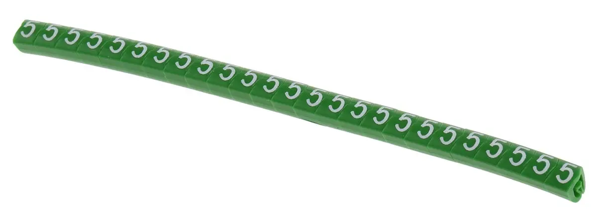 Produktfoto 1 von HellermannTyton Helagrip Kabelmarkierung Aufschiebbar, Beschriftung: 5, Weiß Grün, Ø 2 mm - 5 mm, 3.5 mm x 4.3 mm