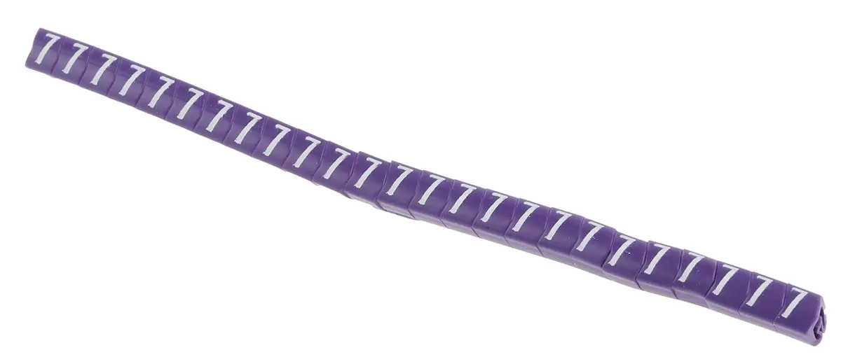Produktfoto 1 von HellermannTyton Helagrip Kabelmarkierung Aufschiebbar, Beschriftung: 7, Weiß Violett, Ø 2 mm - 5 mm, 3.5 mm x 4.3 mm