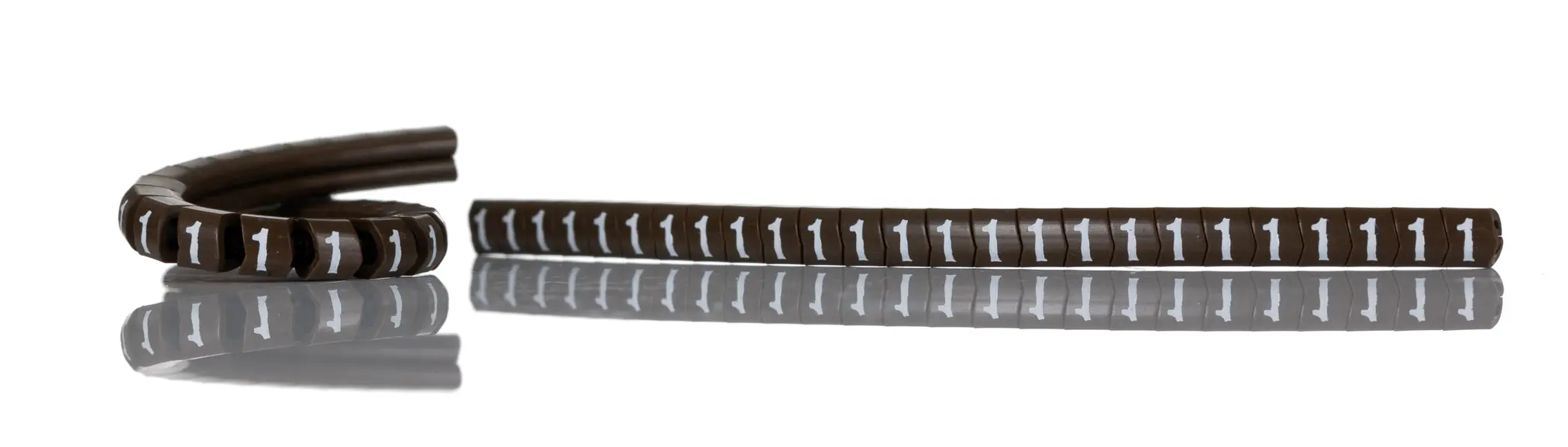 Produktfoto 1 von HellermannTyton Helagrip Kabelmarkierung Aufschiebbar, Beschriftung: 1, Weiß Braun, Ø 2 mm - 5 mm, 3.5 mm x 4.3 mm
