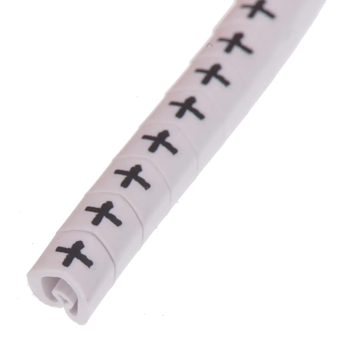 Produktfoto 1 von HellermannTyton Helagrip Kabelmarkierung Aufschiebbar, Beschriftung: +, Schwarz Weiß, Ø 2 mm - 5 mm, 3.5 mm x 4.3 mm