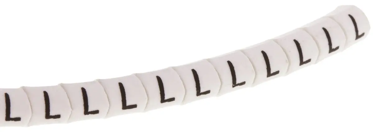 Produktfoto 1 von HellermannTyton Helagrip Kabelmarkierung Aufschiebbar, Beschriftung: L, Schwarz Weiß, Ø 1 mm - 3 mm, 3.5 mm x 3.3 mm