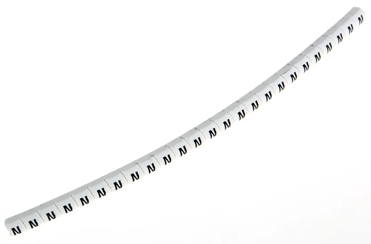 Produktfoto 1 von HellermannTyton Helagrip Kabelmarkierung Aufschiebbar, Beschriftung: N, Schwarz Weiß, Ø 1.2 mm - 2 mm, 3.5 mm x 3.3 mm