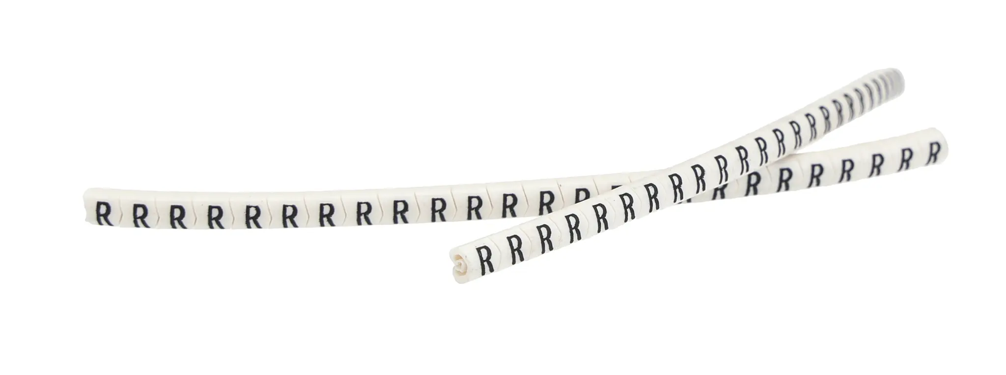 Produktfoto 1 von HellermannTyton Helagrip Kabelmarkierung Aufschiebbar, Beschriftung: R, Schwarz Weiß, Ø 1 mm - 3 mm, 3.5 mm x 3.3 mm