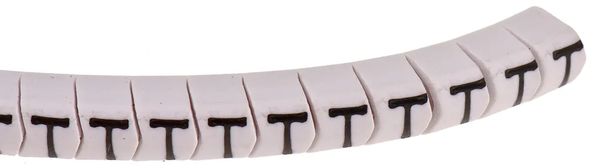 Produktfoto 1 von HellermannTyton Helagrip Kabelmarkierung Aufschiebbar, Beschriftung: T, Schwarz Weiß, Ø 2 mm - 5 mm, 3.5 mm x 4.3 mm