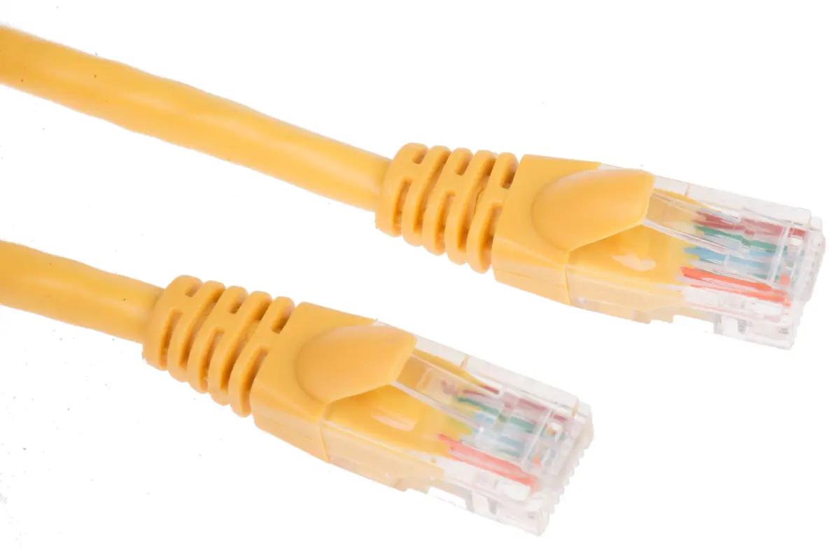 Produktfoto 1 von RS PRO Cat5e Ethernet-Kabel, 5 m, Gelb U/UTP Stecker, A RJ45 Stecker, B RJ45, Polyvinylchlorid
