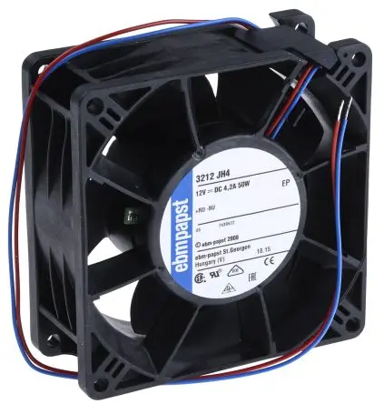 Produktfoto 1 von ebm-papst 3200 J - S-Force Axiallüfter, Kugel, 12V dc / 50 W, 13000 U/min, 280 m³/h IP68 92 mm 92mm 38 mm
