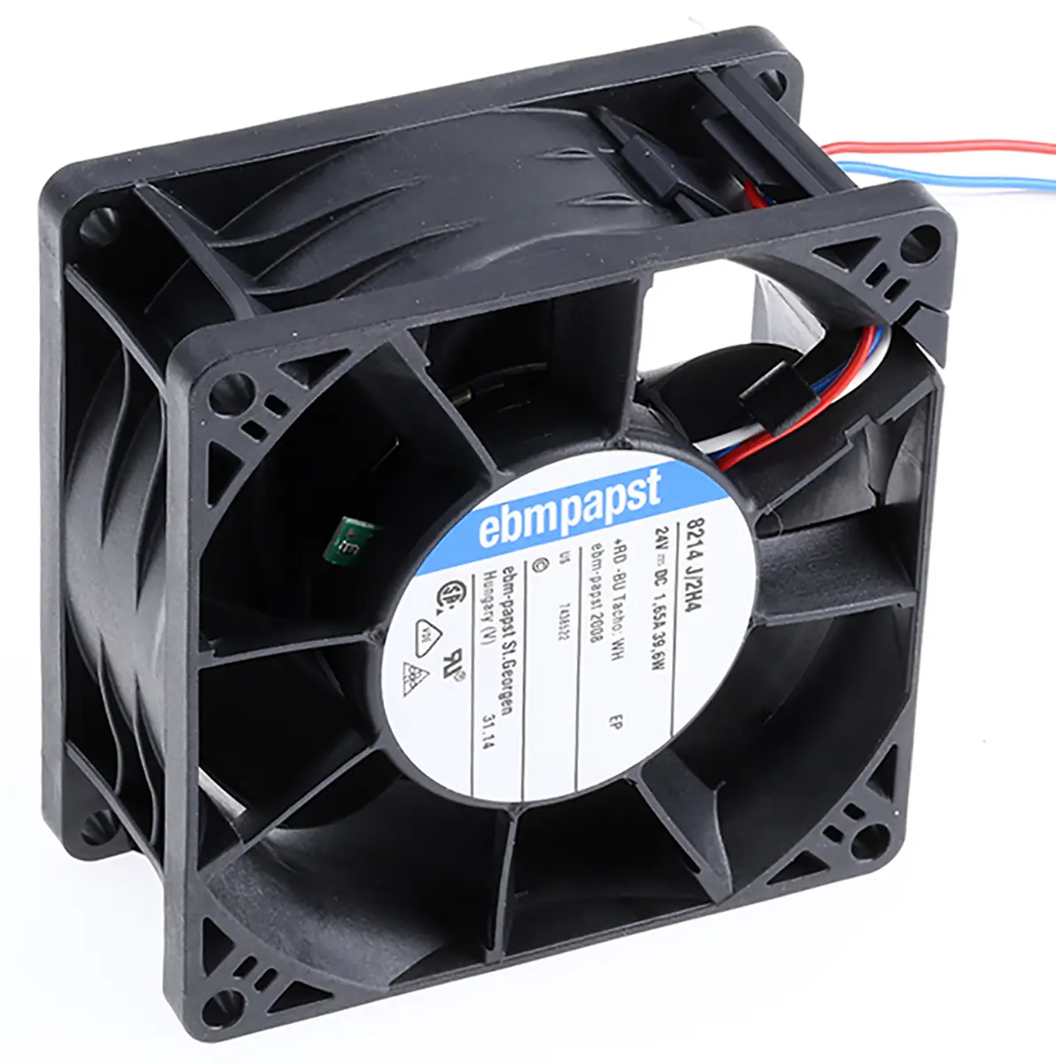Produktfoto 1 von ebm-papst 8200 J Axiallüfter, Kugel, 24V dc / 38 W, 14000 U/min, 222 m³/h IP68 80 mm 80mm 38 mm