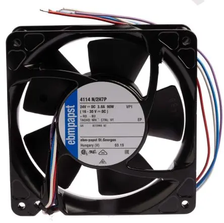 Produktfoto 1 von ebm-papst 4100 NH7 - S-Force Axiallüfter, Kugel, 24V dc / 90 W, 9500 U/min, 500 m³/h 119 mm 119mm 38 mm