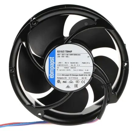 Produktfoto 1 von ebm-papst 6300 TD - S-Force Axiallüfter, Kugel, 48V dc / 150 W, 9200 U/min, 950 m³/h IP54 171.5 mm 171.5mm 51 mm