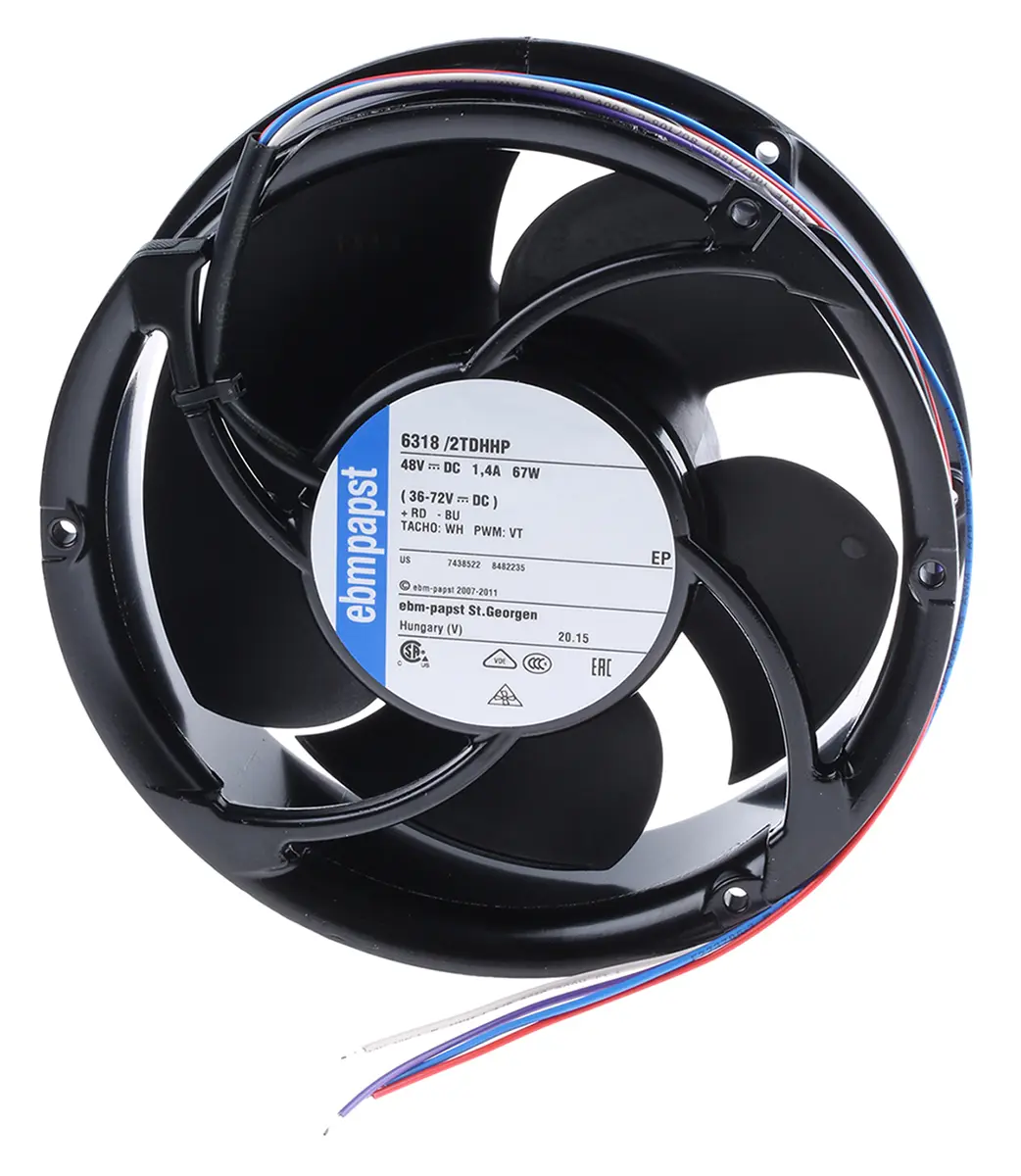 Produktfoto 1 von ebm-papst 6300 TD - S-Force DC-Axiallüfter, Kugellager, 48 V dc / 40W, 172 x 51mm, 7000U/min, 600m³/h